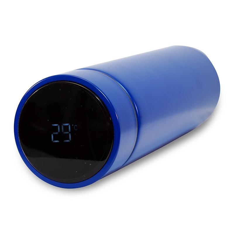 Custom insulated smart thermal bottle with real time temparature display_blue